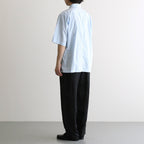 SHRINK COTTON LAWN OVERSIZED HALF SLEEVE SHIRT #SAX [BLAGLM0402]