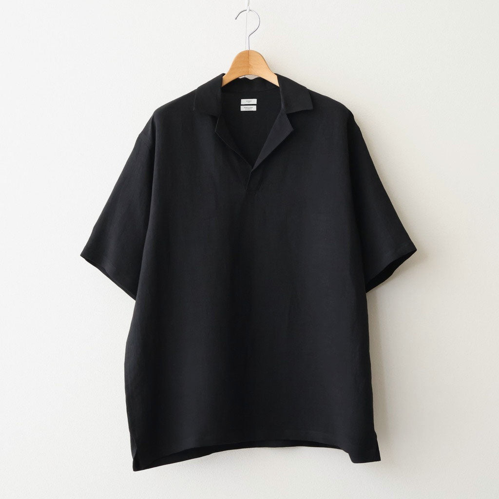 LINEN SKIPPER POLO SHIRT #BLACK [YK26SS01291SH]