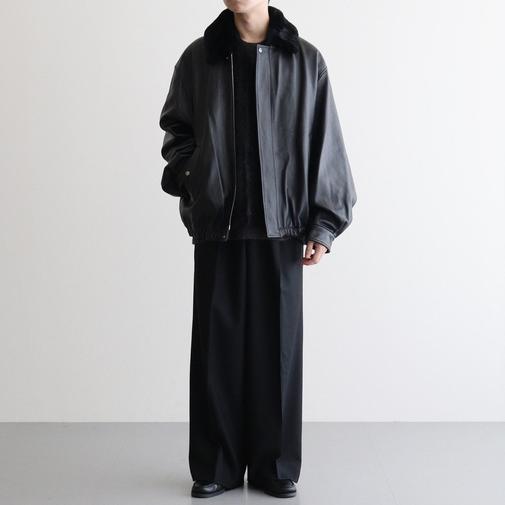 MOUTON COLLAR SHEEP LEATHER ZIP JACKET #BLACK [ST.1216] – ciacura