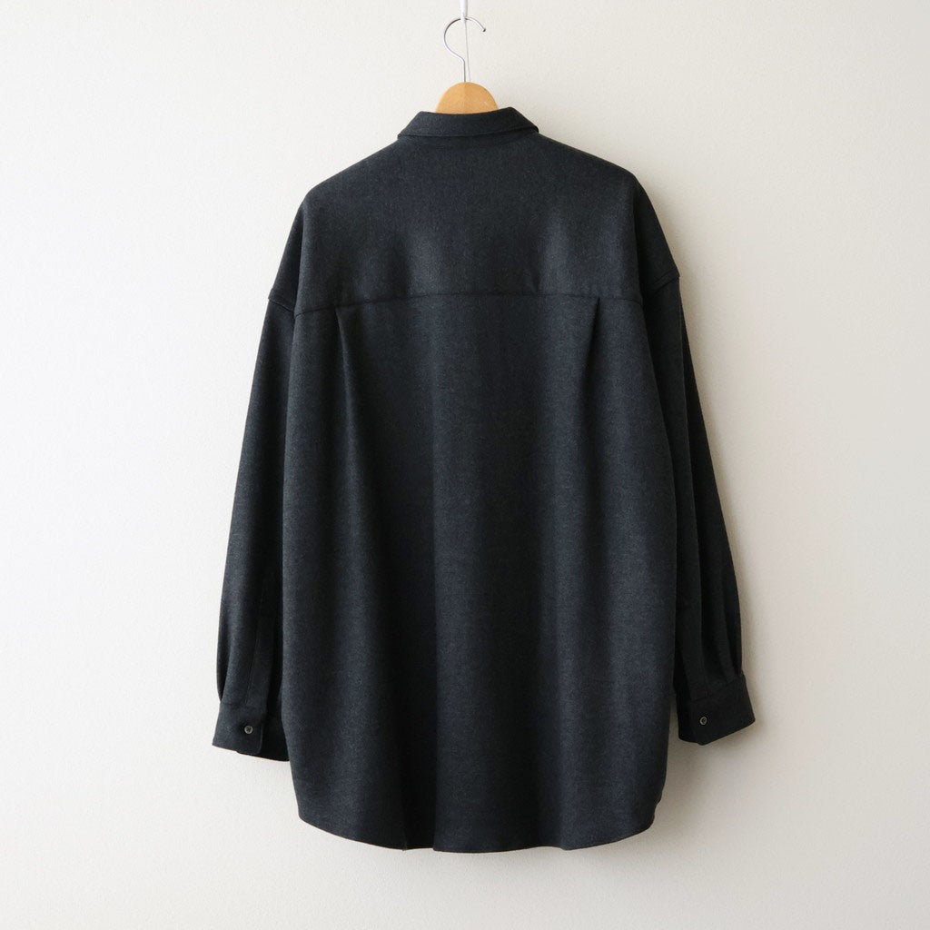 Wool Smooth Flannel Oversized Regular Collar Shirt #GRAY [GU263-50521B]