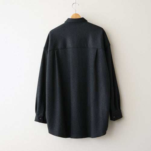 Wool Smooth Flannel Oversized Regular Collar Shirt #GRAY [GU263-50521B]