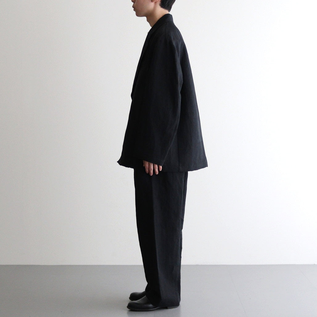 LI/NY POPLIN WIDE EASY TROUSERS #BLACK [ST.1117]