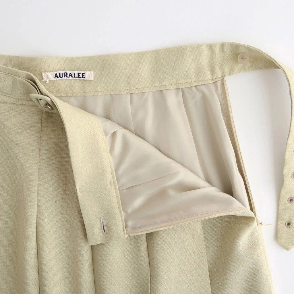 WOOL KID MOHAIR HOPSACK PLEATED SKIRT #DUSTY BEIGE [A26SS04MH]