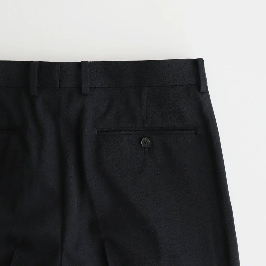 LIGHT WOOL MAX GABARDINE TWO-TUCK SLACKS #TOP BLACK [A26AP03MG]