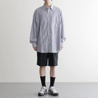 Broad Stripe L/S Oversized Regular Collar Shirt #BLUE STRIPE [GM254-50022STB]