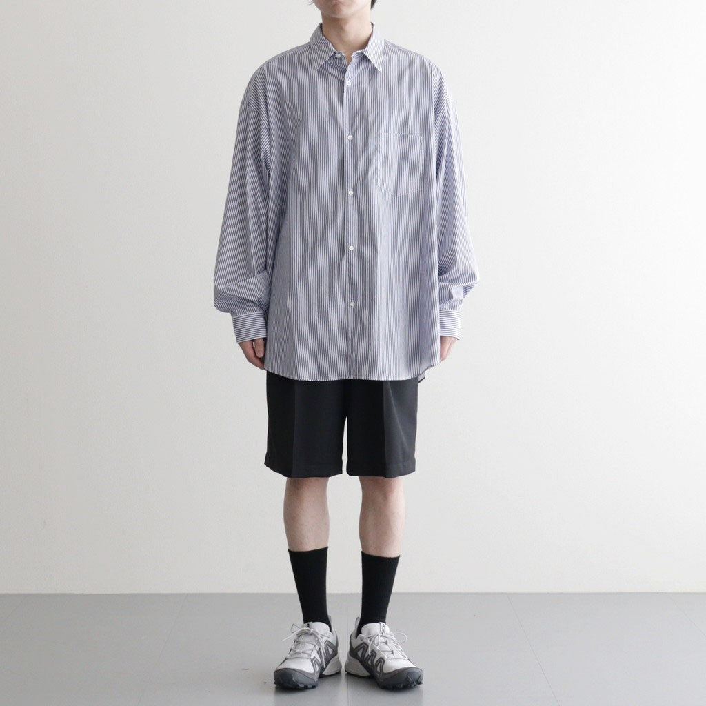 Broad Stripe L/S Oversized Regular Collar Shirt #BLUE STRIPE [GM254-50022STB]
