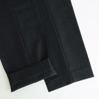 BLUEFACED WOOL TWO-TUCK SLACKS #CHARCOAL NAVY STRIPE [A25AP02BS]