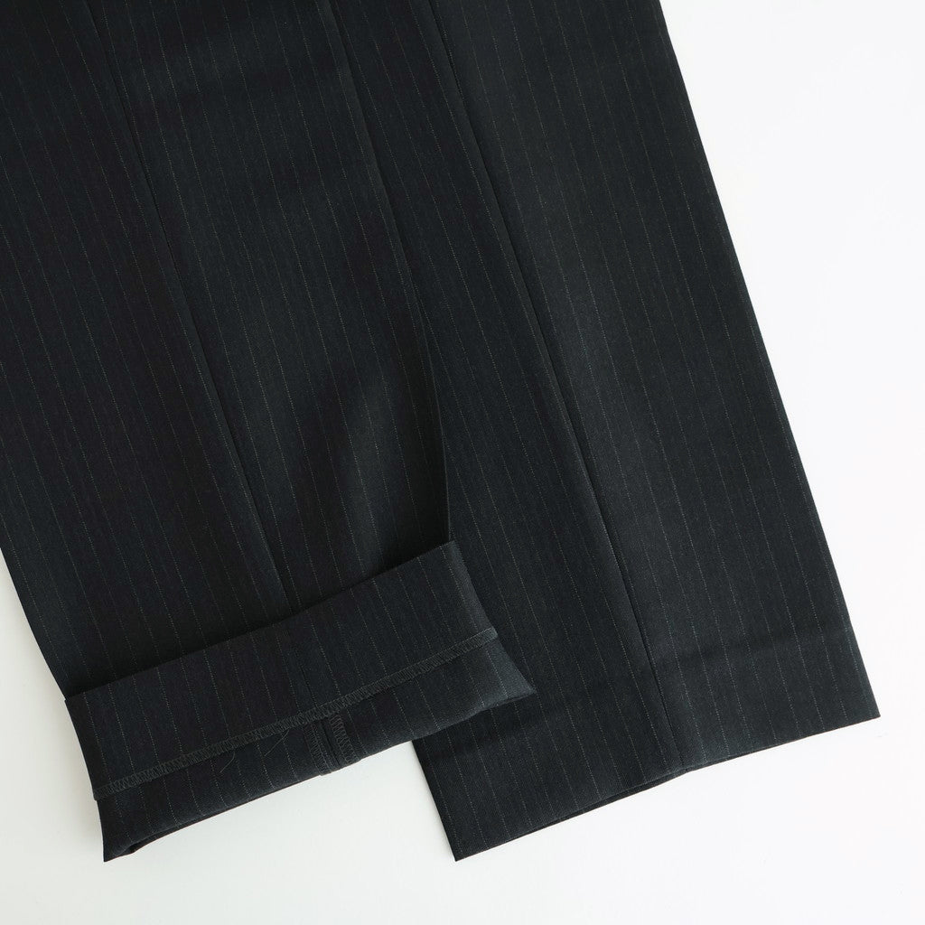 BLUEFACED WOOL TWO-TUCK SLACKS #CHARCOAL NAVY STRIPE [A25AP02BS]