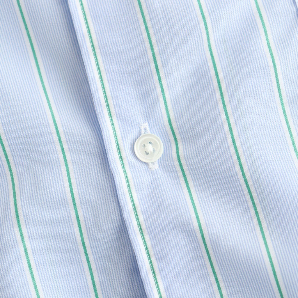 SIDOGRAS S/S Oversized Regular Collar Shirt #GREEN PIN STRIPE [GM262-50029]