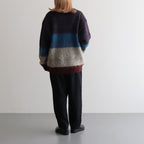 MOHAIR BORDER CARDIGAN #PURPLE [YK23FW0571S]