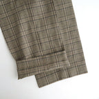 SILK LINEN NEP CHECK ONE-TUCK SLACKS #DARK BROWN CHECK [A26SP04SN]