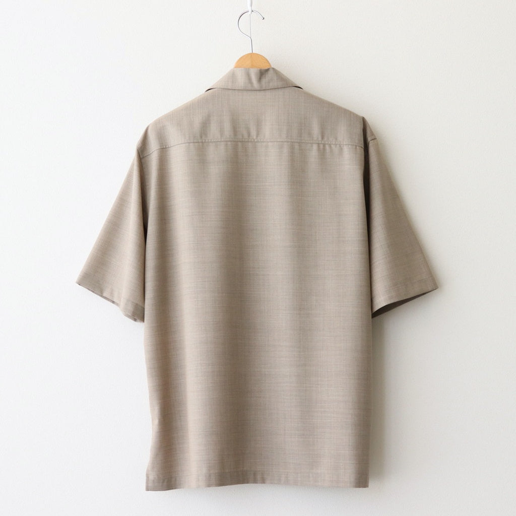 SUPER FINE TROPICAL WOOL OPEN COLLAR HALF SLEEVED SHIRT #TOP LIGHT BROWN [A25SS02WT]