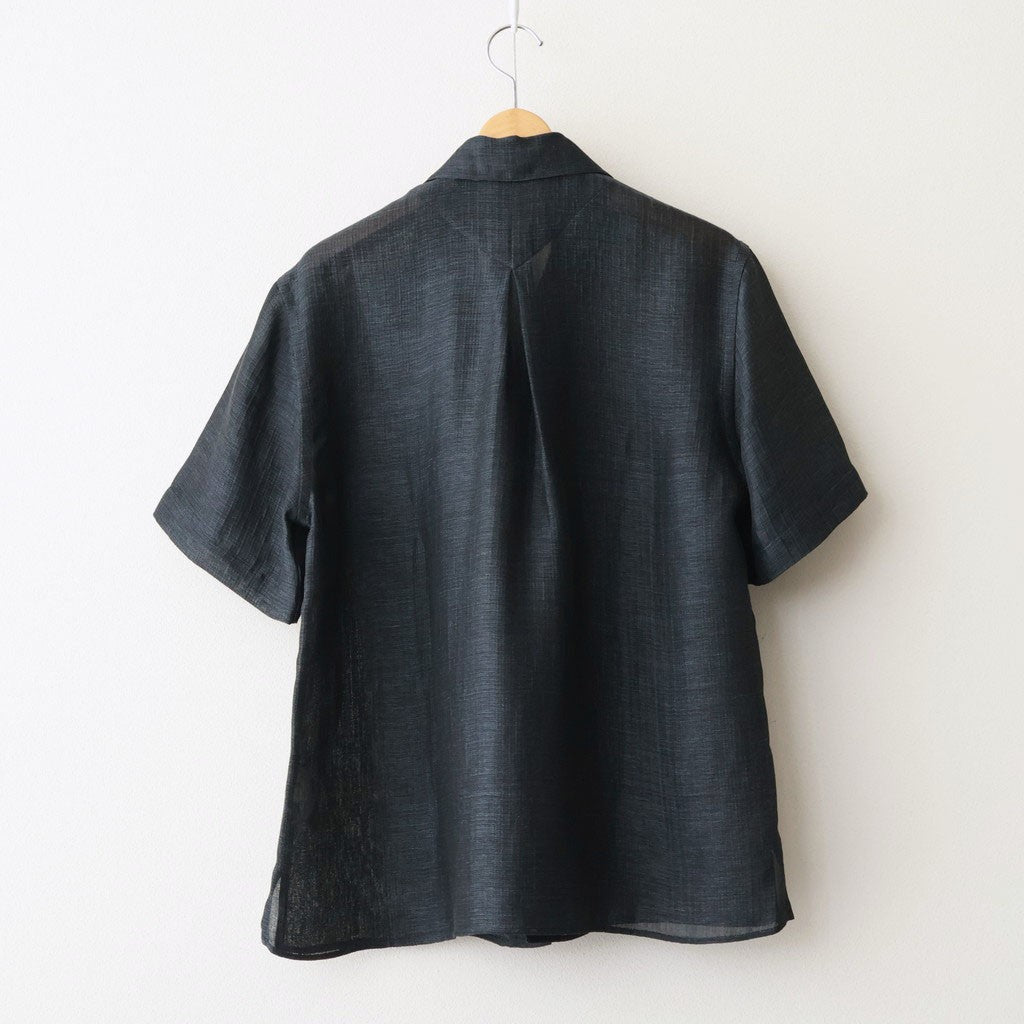 Rayon & Linen Sheer Shirt - Vintage Fabric #Black [OFH010SH32