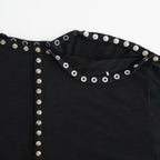 PEARL BUTTON TEE #BLACK [26330906]
