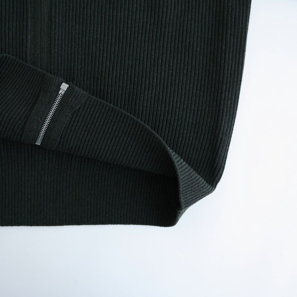 SUPER FINE WOOL RIB KNIT ZIP CARDIGAN #TOP DARK OLIVE [A26AC01RK]