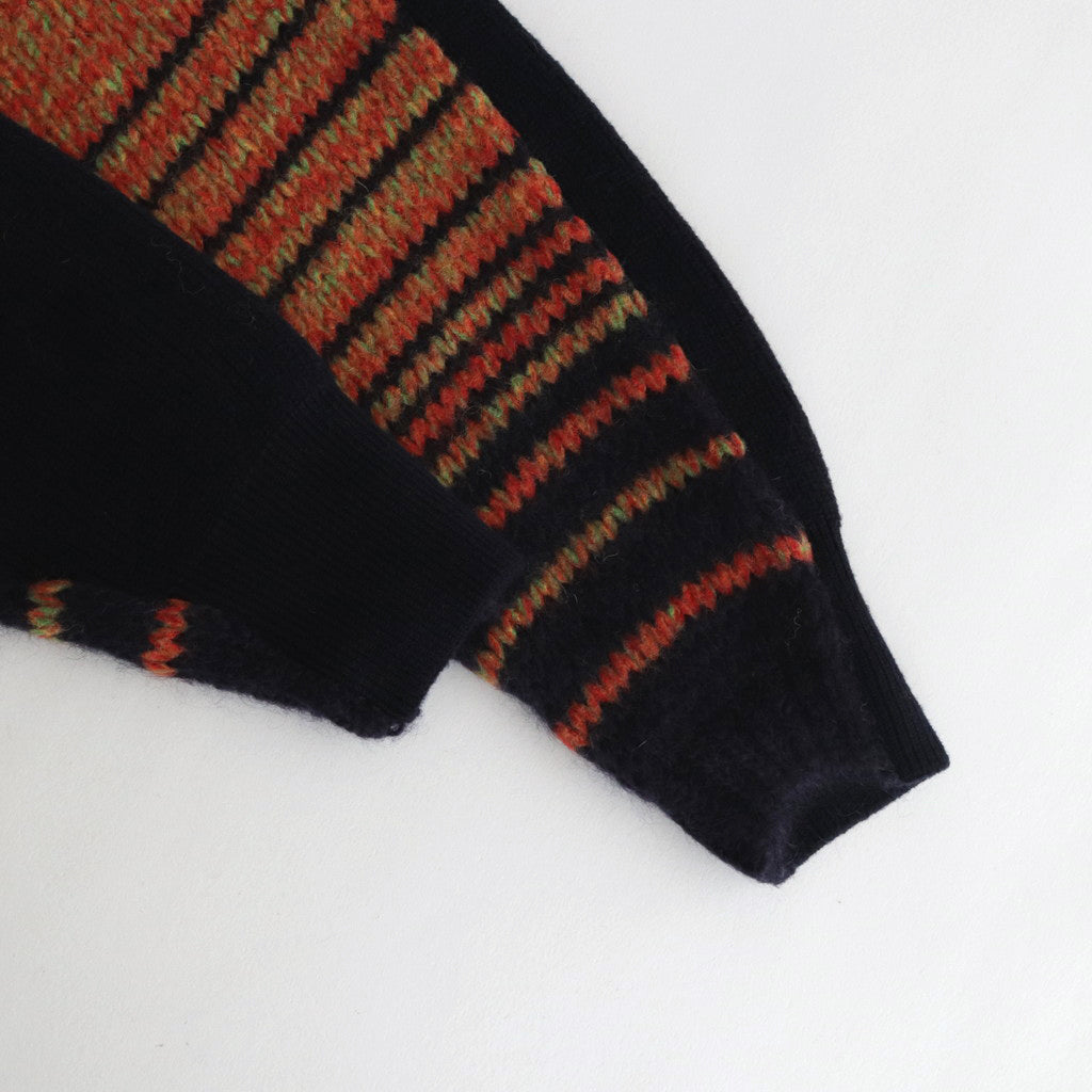 COLOR COMBINATION KNIT LS #ORANGE × NAVY [ST.713]