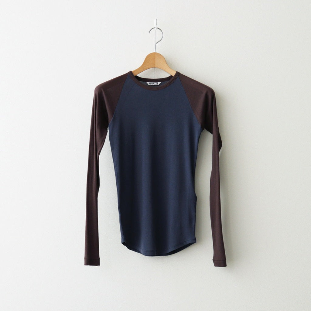 SUPER HIGH GAUGE SHEER RIB RAGLAN P/O #NAVY × DARK BROWN [A26SP06HF]