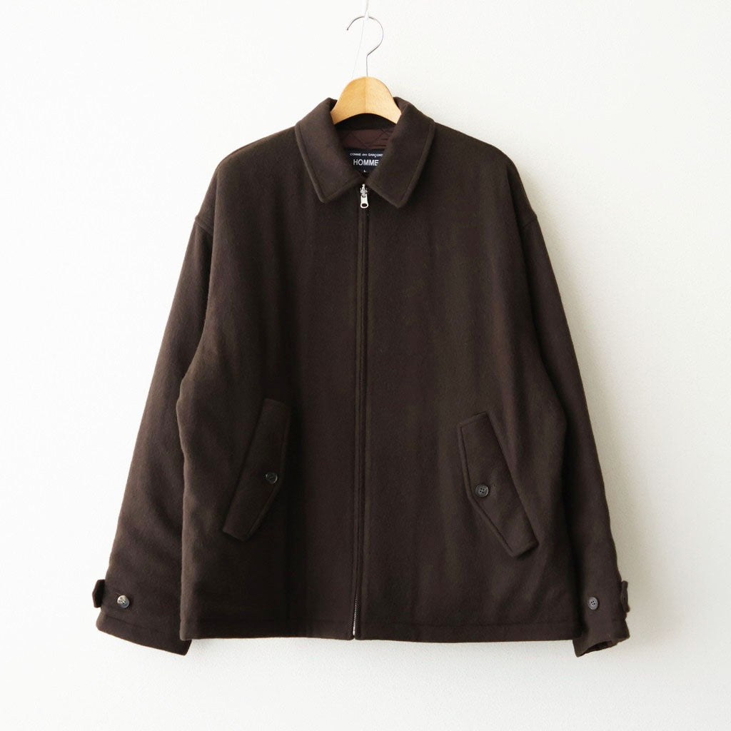 ウールライトシャギー×キュプラツイルキルティング ジップブルゾン #BROWN [HR-J024-051]