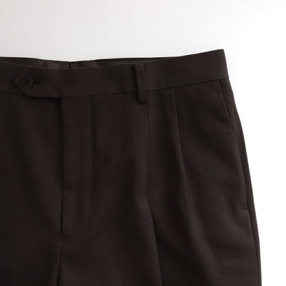 LIGHT WOOL MAX GABARDINE TWO-TUCK SLACKS #DARK BROWN [A25SP03MG]