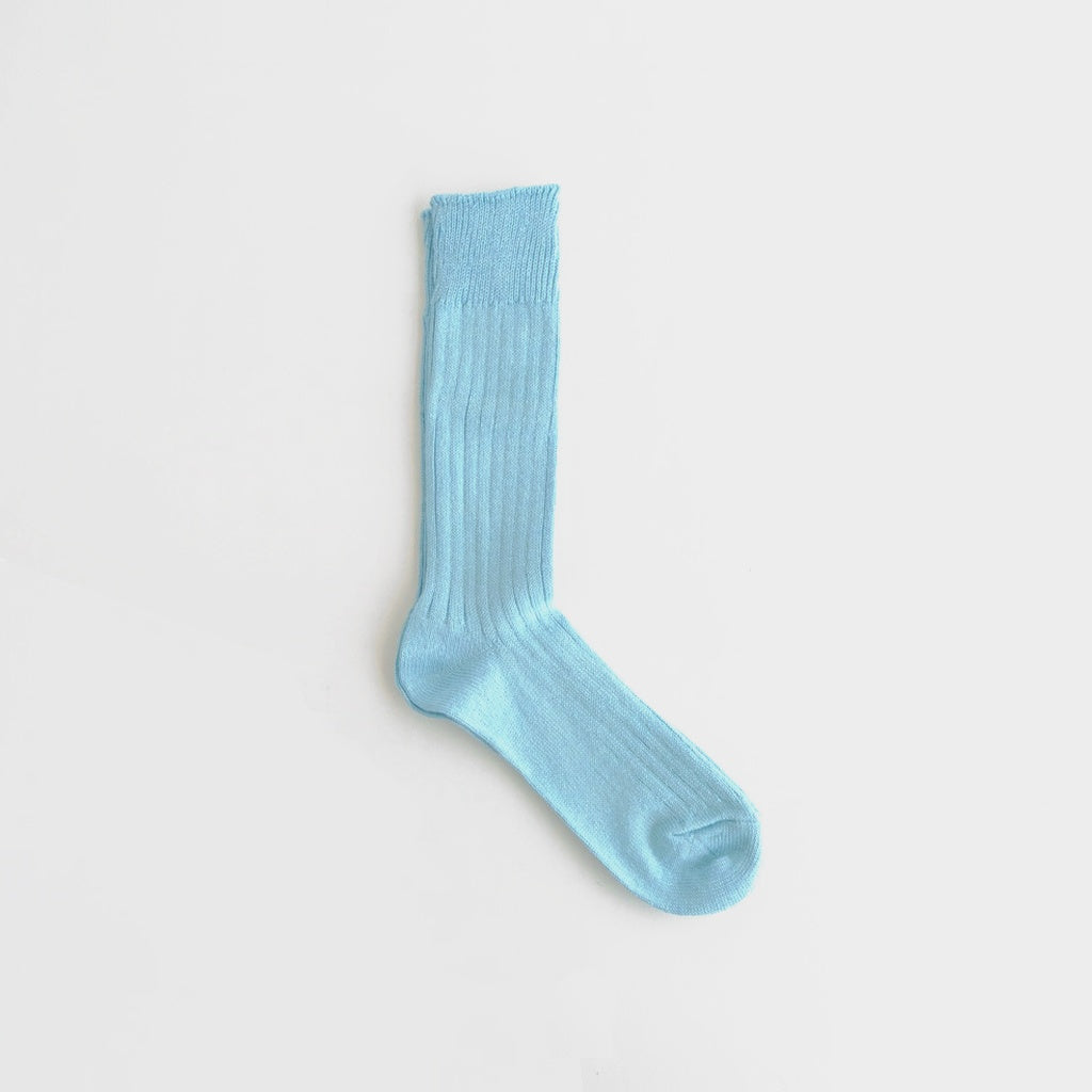 LINEN COTTON RIBBED CREW SOCKS #SKY BLUE [R1461-SS26]