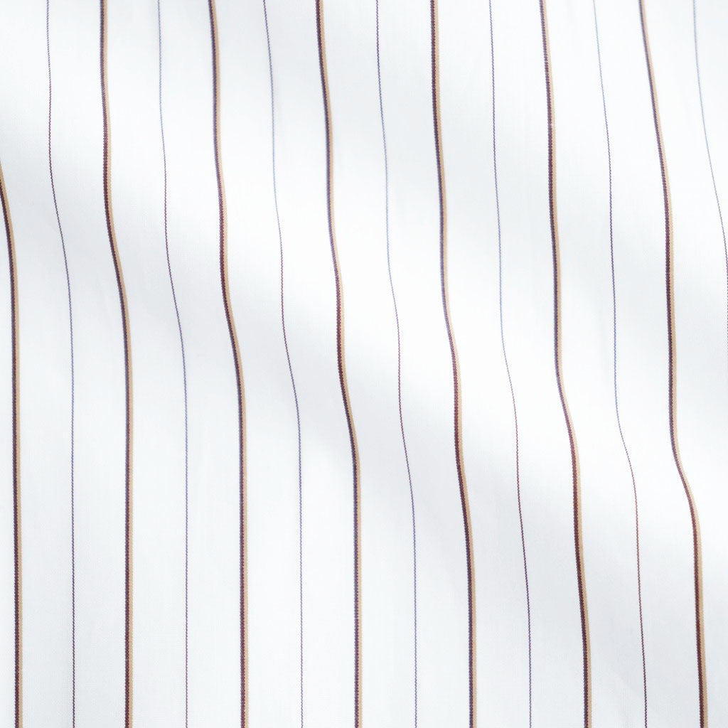 SIDOGRAS Brown Stripe L/S Oversized Regular Collar Shirt #WHITE [GM263-50345]