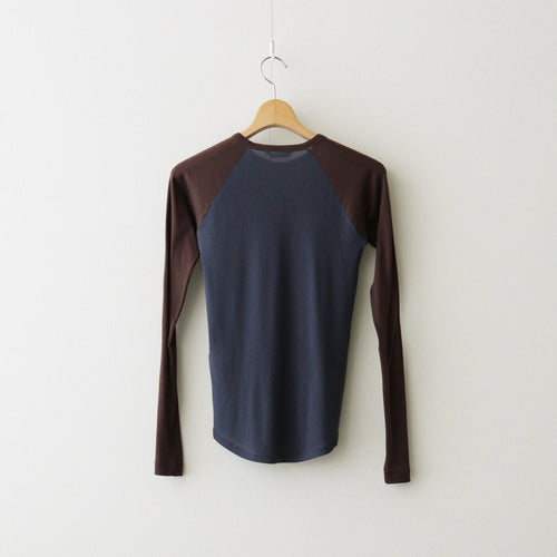 SUPER HIGH GAUGE SHEER RIB RAGLAN P/O #NAVY × DARK BROWN [A26SP06HF]