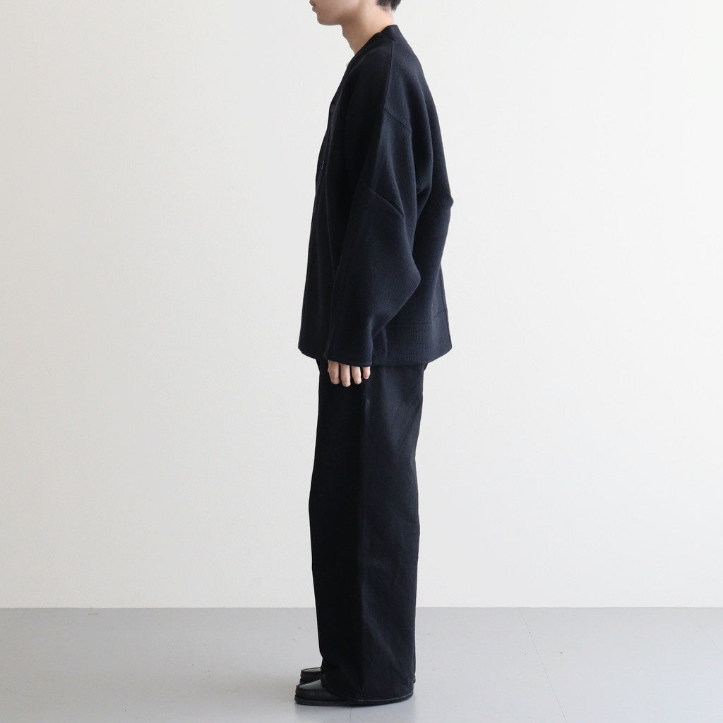 EXTRA FINE WOOL KNIT TUCKED CARDIGAN #BLACK [ST.1298]