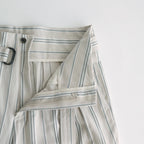 STRIPE BELTED WIDE LEG TROUSERS #IVORY [YK24SS0641P]