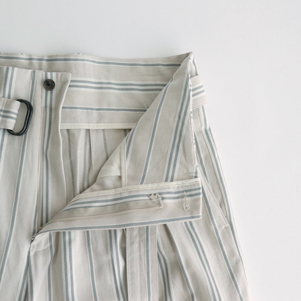 STRIPE BELTED WIDE LEG TROUSERS #IVORY [YK24SS0641P]