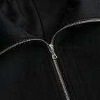 W/SI SATIN ZIP UP SHORT JACKET #BLACK [ST.1068]
