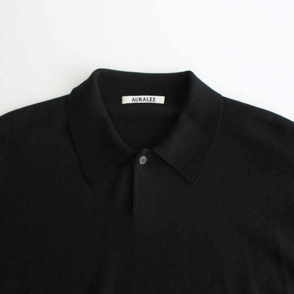 CASHMERE SILK WOOL KNIT POLO #BLACK [A24AP02SK]