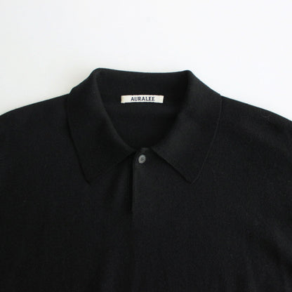 CASHMERE SILK WOOL KNIT POLO #BLACK [A24AP02SK]