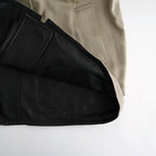 REVERSIBLE WOOL TWISTED TWILL / SHEEP LEATHER HALF COAT #KHAKI BEIGE CHAMBRAY × BLACK [A26AC01AN]