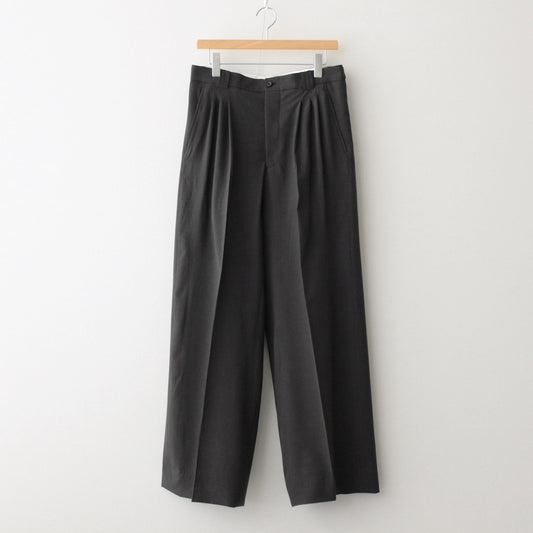 WOOL TROPICAL 3PLEATED WIDE-LEG TROUSERS #CARBON BLACK [YK25SS0898P]