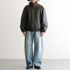 MOUTON COLLAR CALF ZIP JACKET #DARK BROWN [ST.1549]