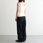LIGHT WOOL MAX GABARDINE TWO-TUCK SLACKS #TOP BLACK [A26AP06MG]