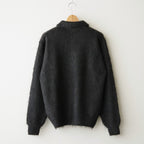 BRUSHED SUPER KID MOHAIR KNIT POLO #INK BLACK [A26AP01KM]