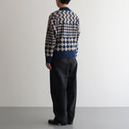 KUBA KNIT SWEATER #NAVY & BEIGE [2541000601]