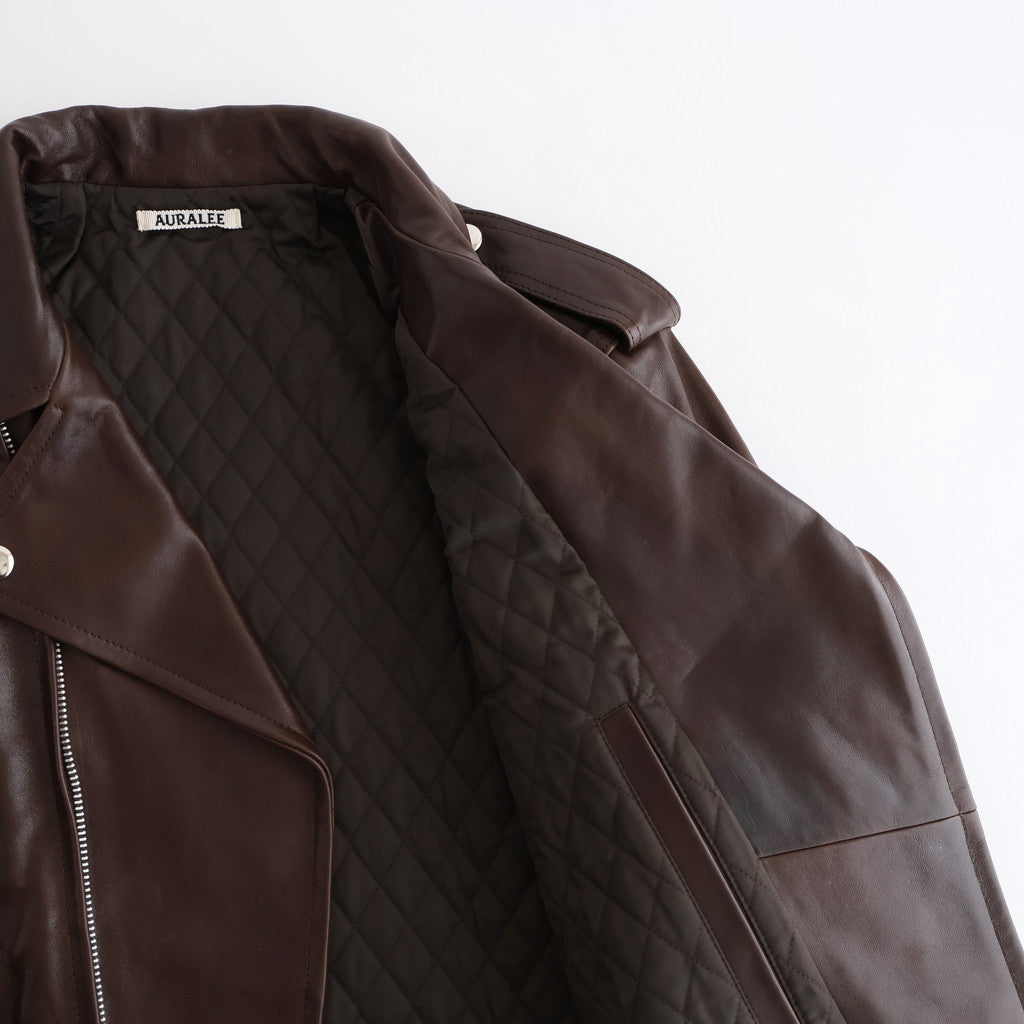 HEAVY LAMB LEATHER RIDERS JACKET #DARK BROWN [A25AB01LA] - ciacura