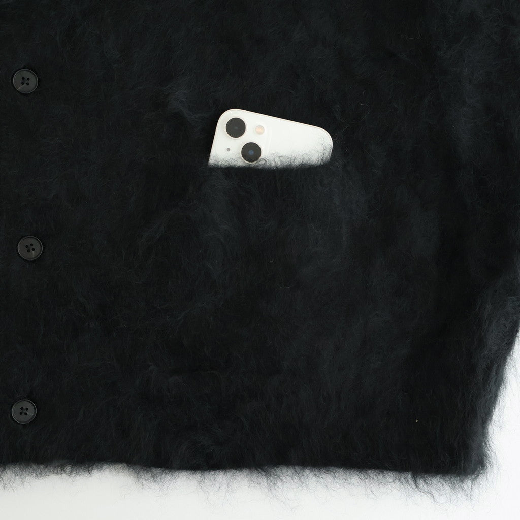 CASHMERE SHAGGY KNIT VEST #BLACK [ST.1309]