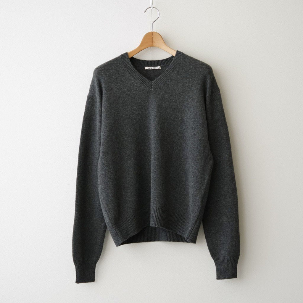 LIGHT CASHMERE KNIT V-NECK P/O #CHARCOAL [A26AV03CJ]