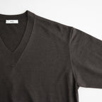 SILK SUEDE KNIT V NECK PULLOVER #BROWN [KRAGLW0312]