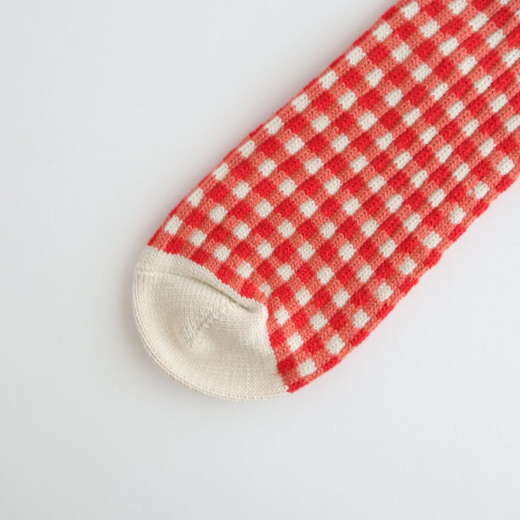 GINGHAM CHECK SOCKS #RED [R1506-SS26]