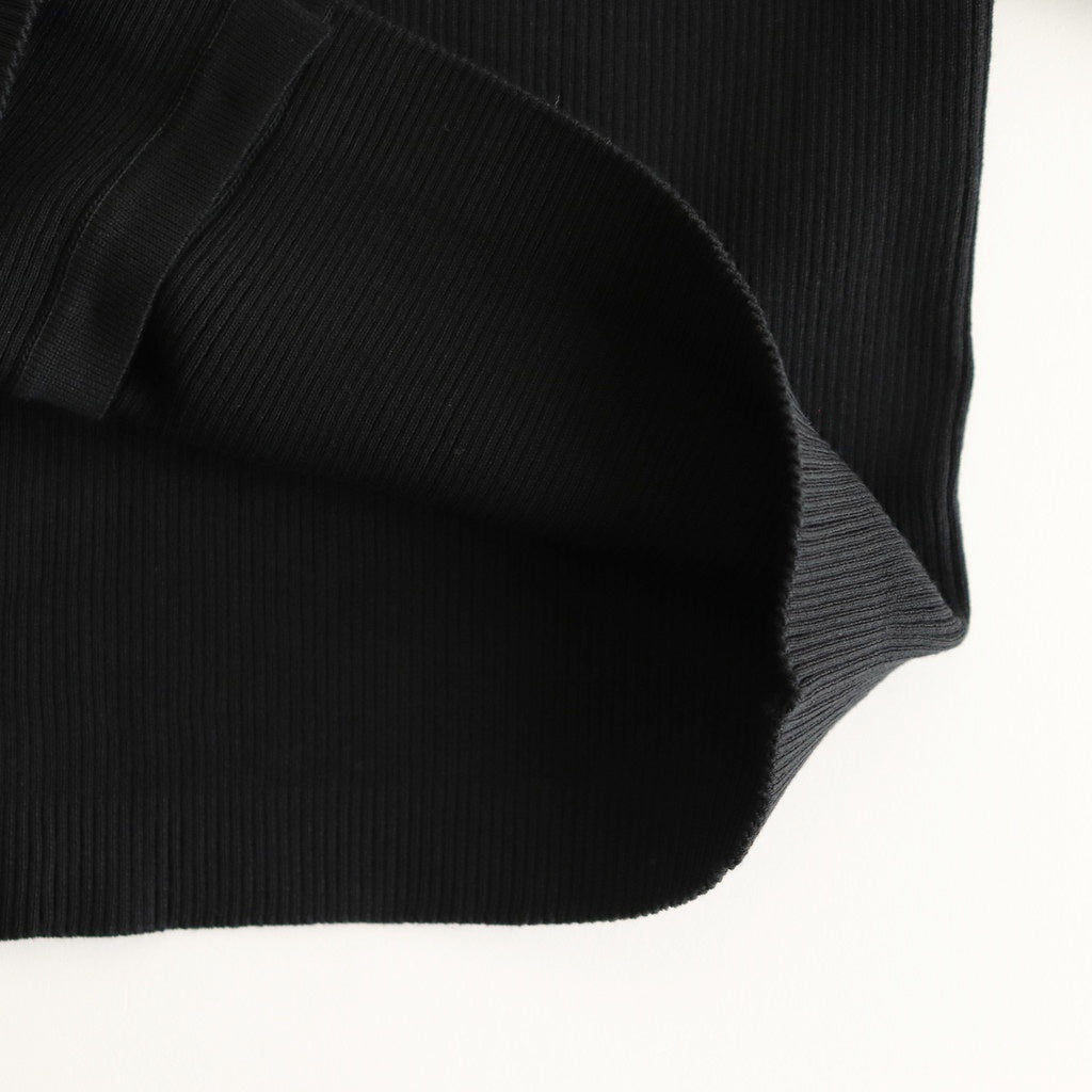 COTTON HIGH GAUGE RIB KNIT CROPPED CREW NECK CARDIGAN #BLACK [A00C04HR]