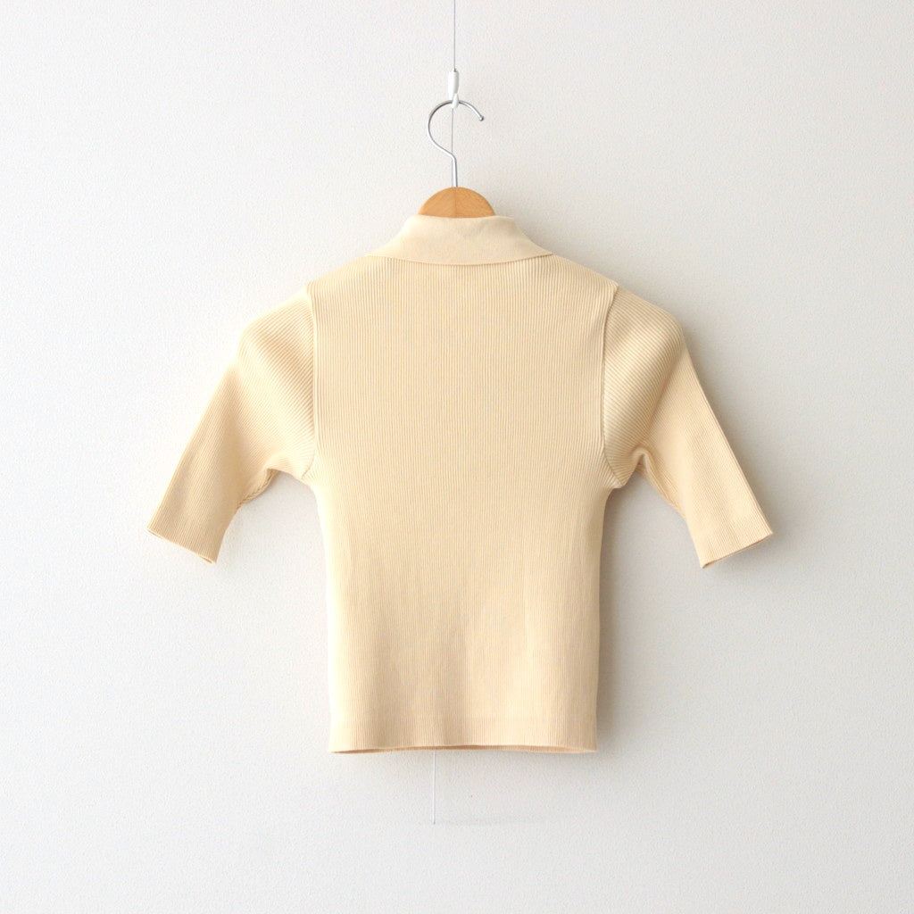 COTTON HIGH GAUGE RIB KNIT POLO #YELLOW [A00P01HR]