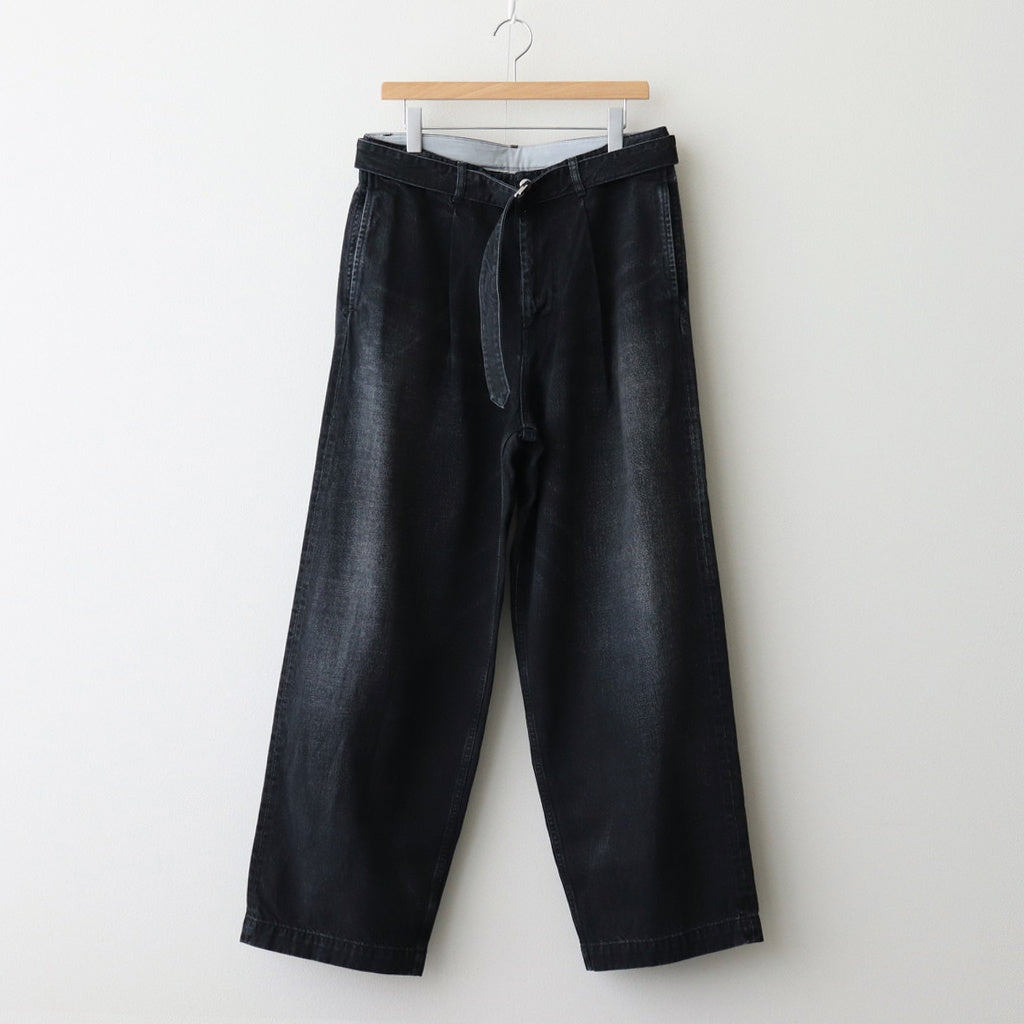 Selvage Denim Belted Pants #BLACK DARK FADE [GU251-40192DB]