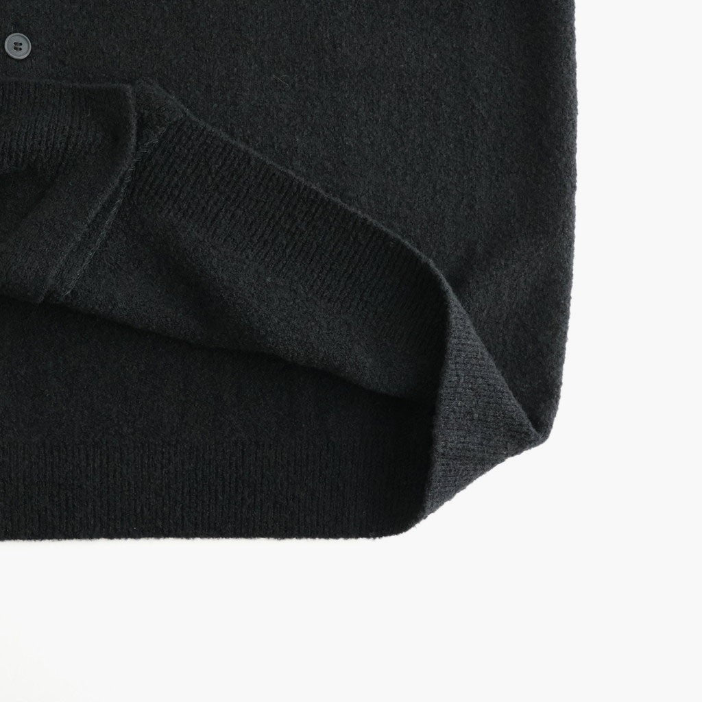 WOOL MINI BOUCLE POLO CARDIGAN #BLACK [KRAGLW0303]