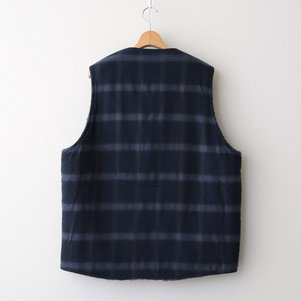 FLANNEL CHECK REVERSIBLE VEST #DARK NAVY [FSC253-30128] - ciacura