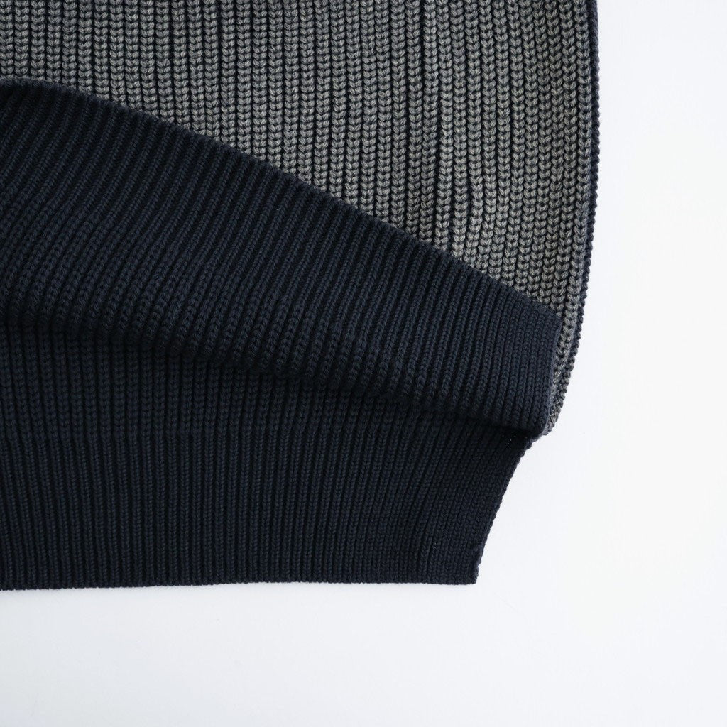 BATONER ウール梳毛片畔 ブリーチ加工 セーター #NAVY [HR-N001-051]
