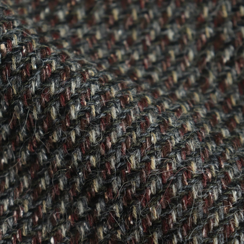 ALPACA WOOL SILK TWEED SLACKS #GRAY BROWN HAIRLINE [A25AP04LS]